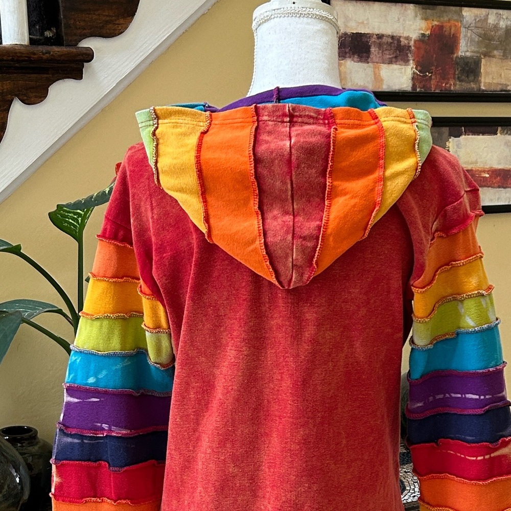 Windhorse Multicolor Patchwork Hoodie Zip Handcra… - image 12